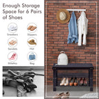 3 Tier Bamboo Bench Storage Shoe Shelf-Natural