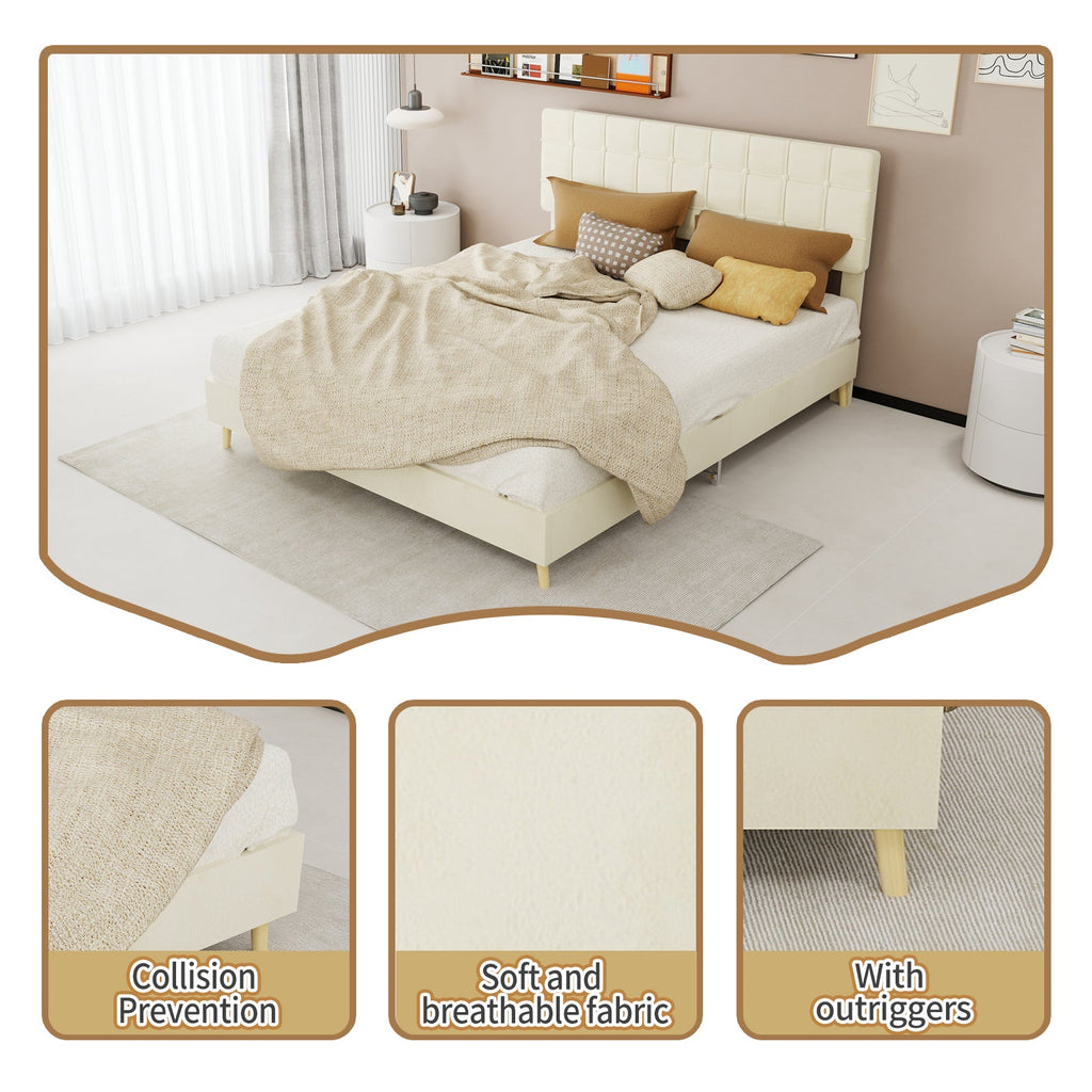 Modern Upholstered Bed Frame – Premium Holland Velvet Fabric