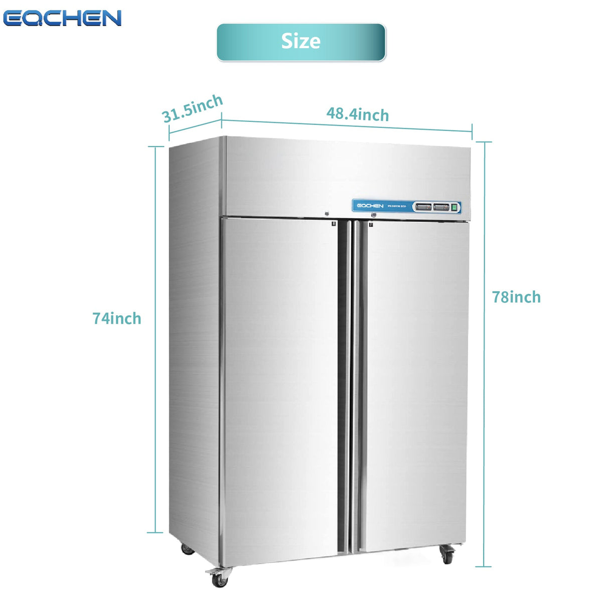 Commercial Reach In Fridge and Freezer Combo, EQCHEN 48" 2 Door Commercial Refrigerator and Freezer Combination