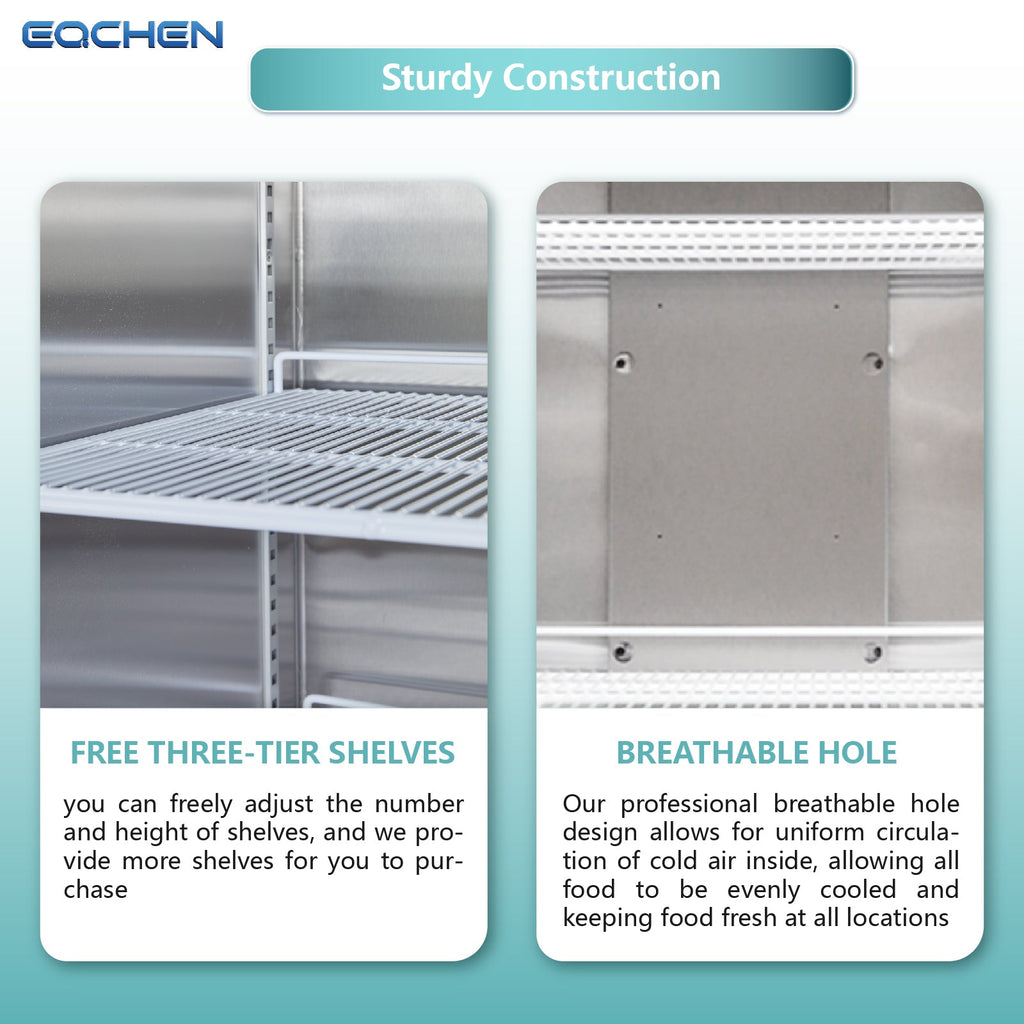 Commercial Reach In Fridge and Freezer Combo, EQCHEN 72" 3 Door Commercial Refrigerator and Freezer Combination