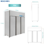 Commercial Reach In Fridge and Freezer Combo, EQCHEN 72" 3 Door Commercial Refrigerator and Freezer Combination