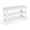 3 Tier Bamboo Bench Storage Shoe Shelf-Natural