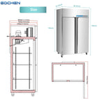 Commercial Reach In Fridge and Freezer Combo, EQCHEN 48" 2 Door Commercial Refrigerator and Freezer Combination