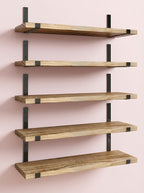 Wood Wall Shelves 15.8” with Metal Brackets – Rustic Floating Shelves | 5/8 Pack