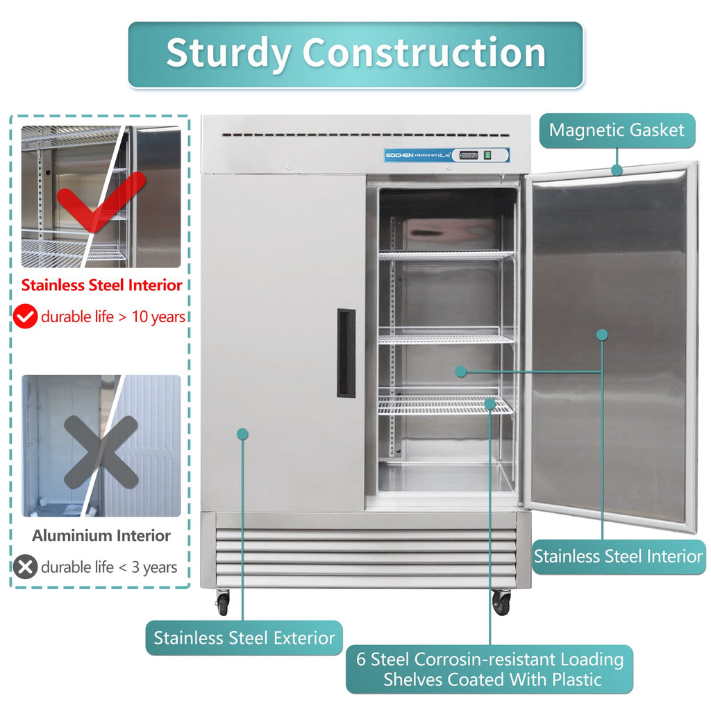 Commercial Reach in Fridge, 2 door 49Cu.ft Stainless Steel Commercial Reach in Upright refrigerator