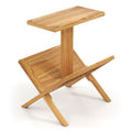 2-Tier Side Table Magazine Rack with Teak Wood Frame