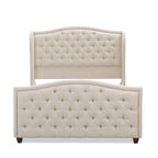 Marcella Upholstered Shelter Headboard Bed Set, Queen, Sky Neutral