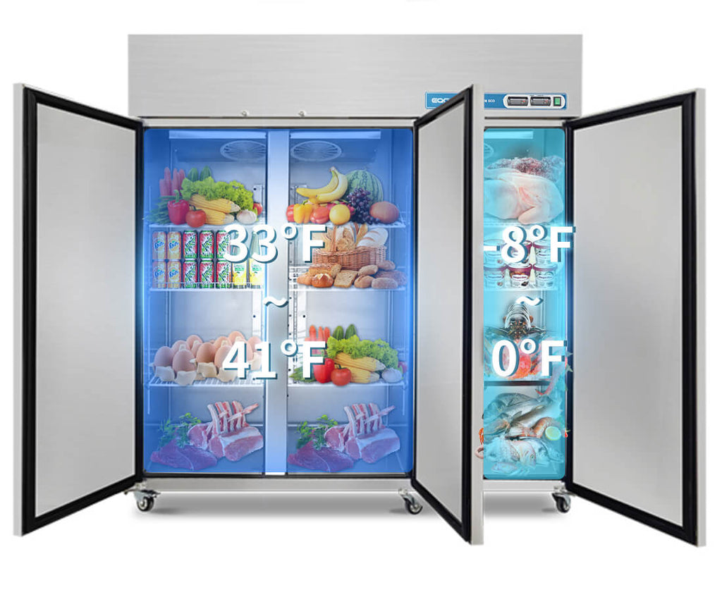 Commercial Reach In Fridge and Freezer Combo, EQCHEN 72" 3 Door Commercial Refrigerator and Freezer Combination
