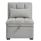 4 in 1 Multi-Function Single Sofa Bed with Storage Pockets Gray
