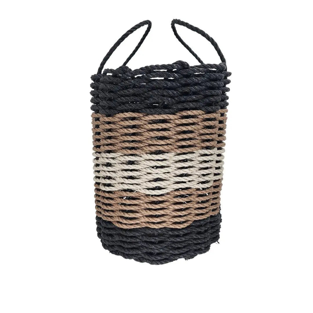 Black, Brown & Tan Five Stripe Rope Basket