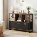6-Cube Industrial Bookshelf with Storage Bins & Metal Frame