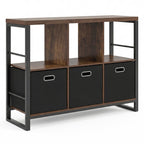 6-Cube Industrial Bookshelf with Storage Bins & Metal Frame