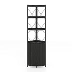 6-Tier Corner Bookshelf with Cabinet 71" Tall Metal Frame