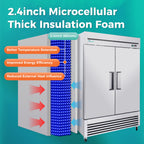 54" Commercial Refrigerator 49 Cu.Ft Stainless Steel 2 Door Reach-In Fridge