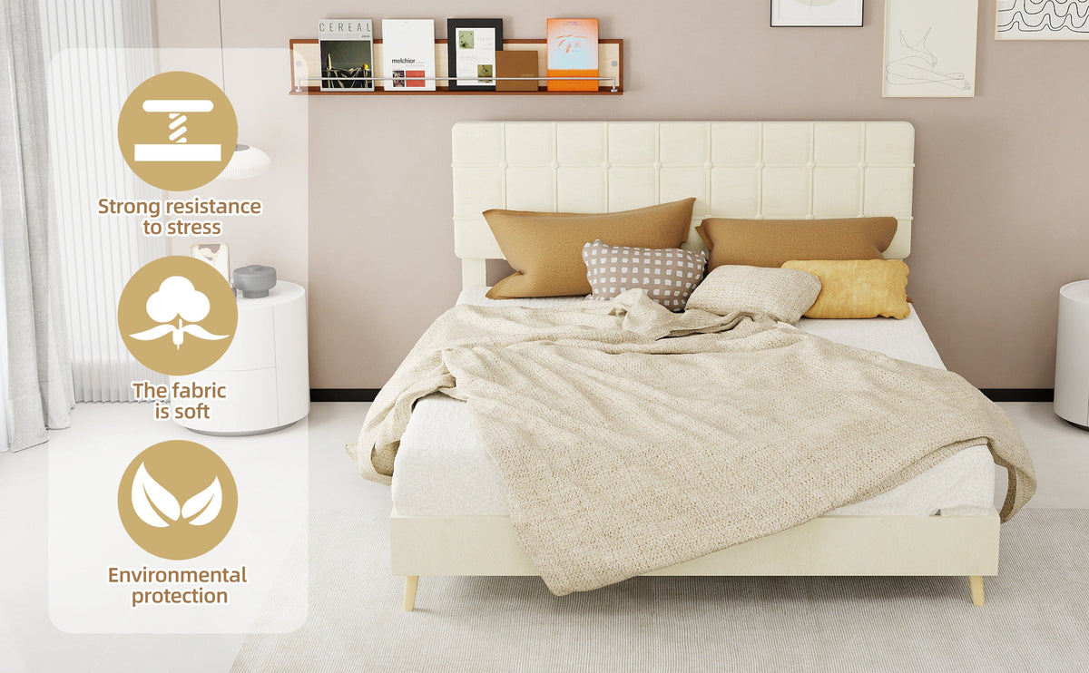 Modern Upholstered Bed Frame – Premium Holland Velvet Fabric