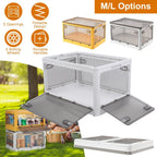 70QT/66L Foldable Storage Bins with Lid 4 Doors Collapsible Stackable Closet Organizer Containers with Lock 4Pcs Wheels