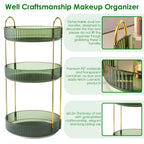 3 Tier Rotating Makeup Organizer 360¡ Spinning Perfume Cosmetic Storage Tray 55LBS Load Countertop Shelves for Lotion Lipstick