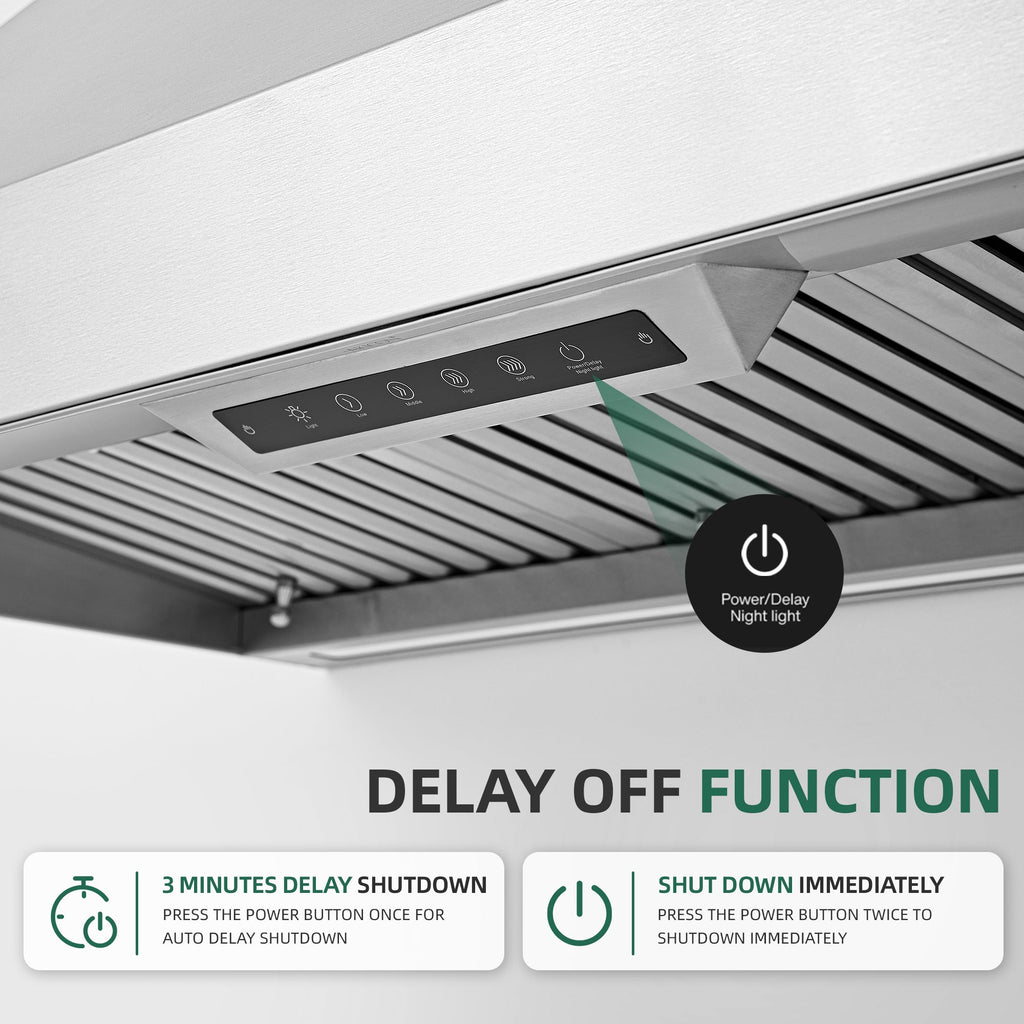 Nauxus 60" Built-In Range Hood Insert – 1200 CFM Stainless Steel Hood with Touch & Gesture Control, 3CCT LED & LED Night Lights