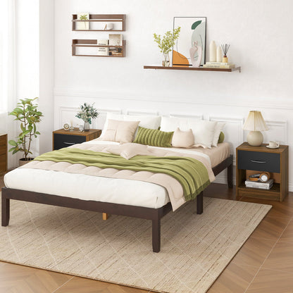 Bedside Table Nightstand with Drawer and Open Storage Shelf