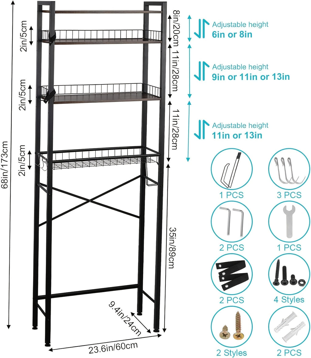4/5-Tier Over-The-Toilet Storage Rack – Maximize Your Bathroom Space
