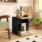 End Table 2-Tier Sofa Side Table with Open Storage Shelf-Oak