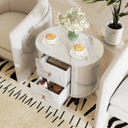 2-Drawer Nightstand Modern Faux Marble Bedside Table with Storage-White