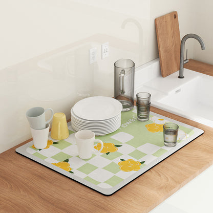 PU leather kitchen countertop drain mat bar coffee mat dining table heat insulation pad bowl plate pot mat absorbent bathroom floor mat