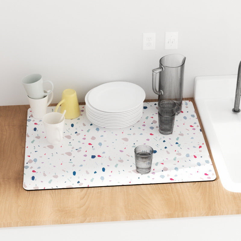PU leather kitchen countertop drain mat bar coffee mat dining table heat insulation pad bowl plate pot mat absorbent bathroom floor mat