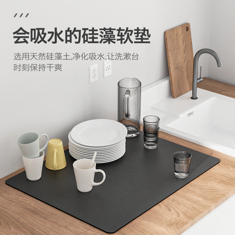 PU leather kitchen countertop drain mat bar coffee mat dining table heat insulation pad bowl plate pot mat absorbent bathroom floor mat