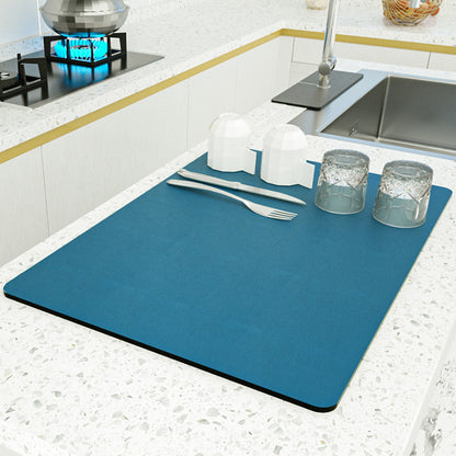 PU leather kitchen countertop drain mat bar coffee mat dining table heat insulation pad bowl plate pot mat absorbent bathroom floor mat