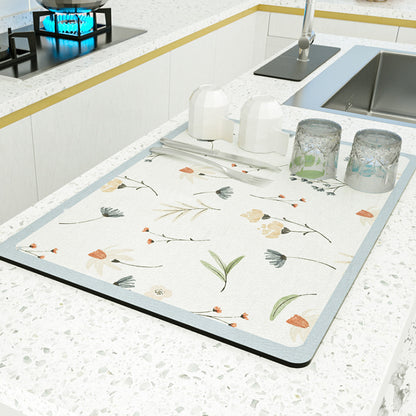 PU leather kitchen countertop drain mat bar coffee mat dining table heat insulation pad bowl plate pot mat absorbent bathroom floor mat