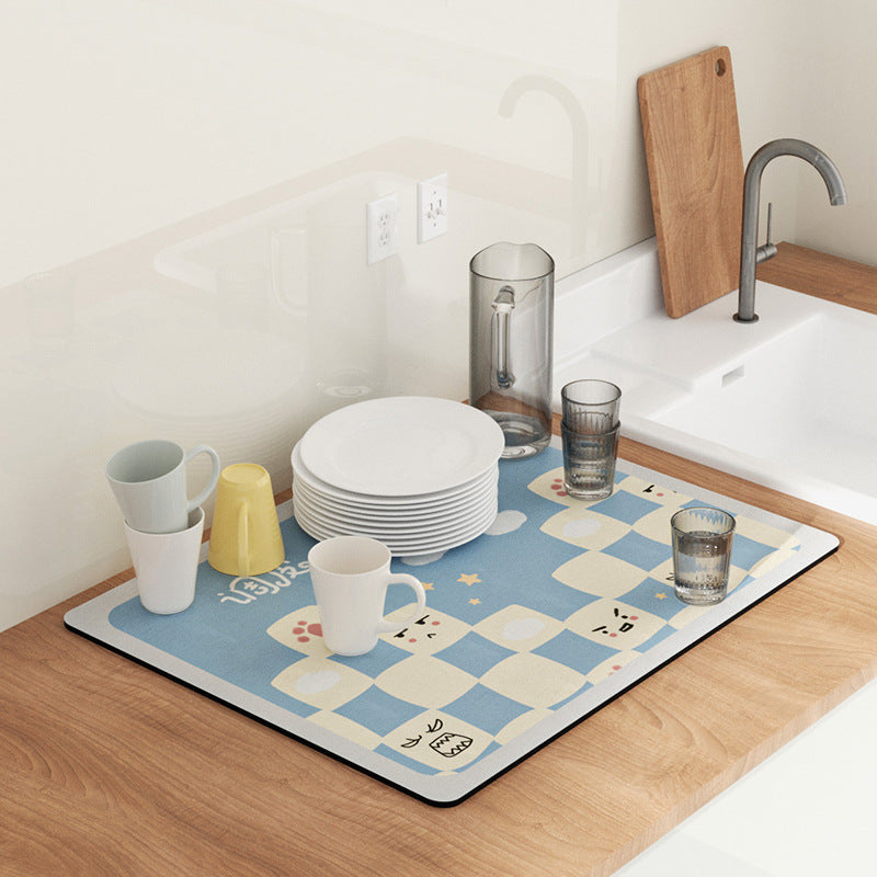 PU leather kitchen countertop drain mat bar coffee mat dining table heat insulation pad bowl plate pot mat absorbent bathroom floor mat