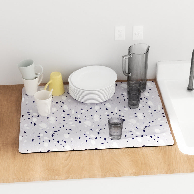 PU leather kitchen countertop drain mat bar coffee mat dining table heat insulation pad bowl plate pot mat absorbent bathroom floor mat