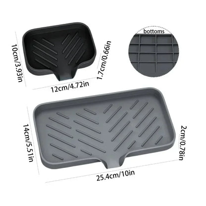 Kitchen Sink Sponge Holder Silicone Soap Dish Bar Soap Holder Self Draining Anti-slip Storage Rack Bathroom Kitchen Supplies