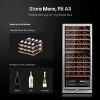 90 Bottles Dual Zone Wine Cooler Fridge 275L Built-in Wine Refrigerator Dual NTC Sensor Electronic Temperature Control 5-18℃ ETL Energy Star Certified 41dB Low Noise Wine Cabinet for Home Bar Kitchen