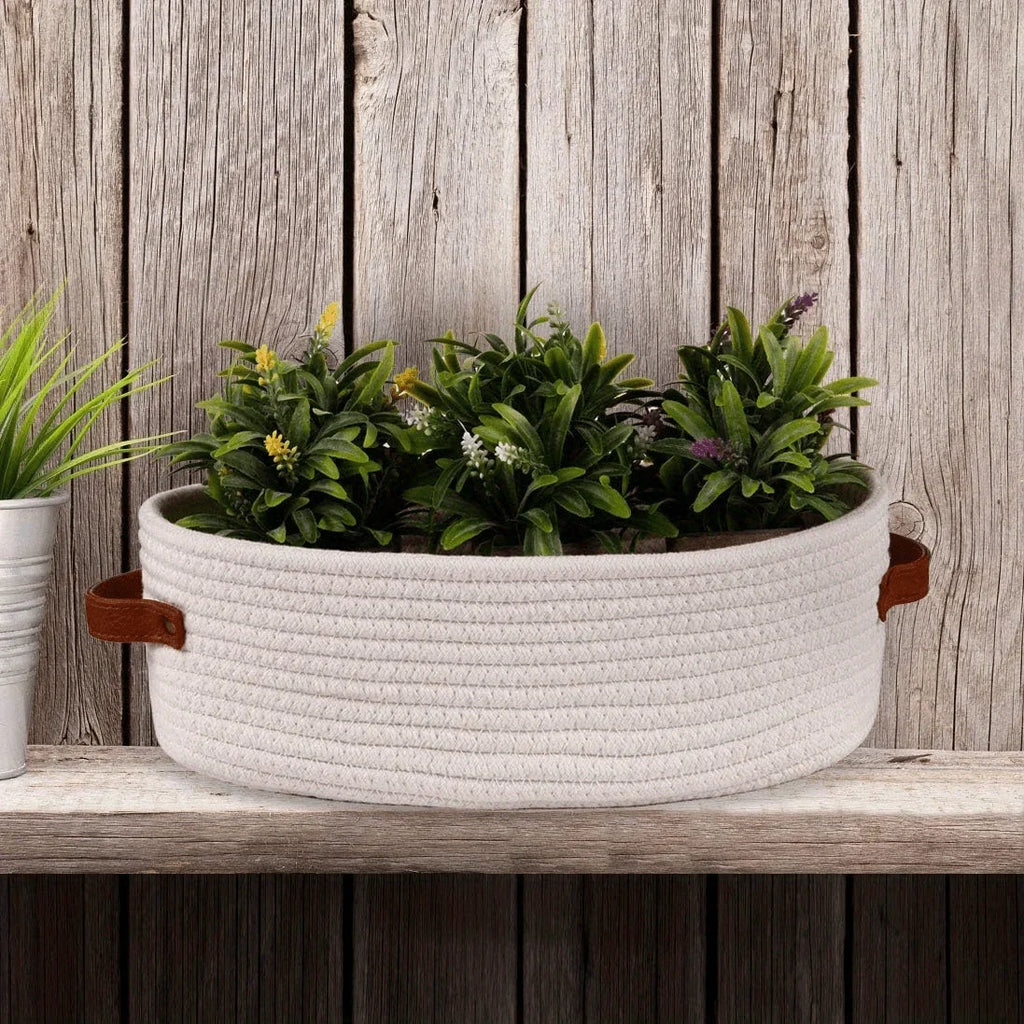 Oval Woven Bathroom Storage Basket, Multifunctional Desktop Organizer, Toilet Paper Holder, Toy Storage Basket