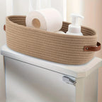 Oval Woven Bathroom Storage Basket, Multifunctional Desktop Organizer, Toilet Paper Holder, Toy Storage Basket