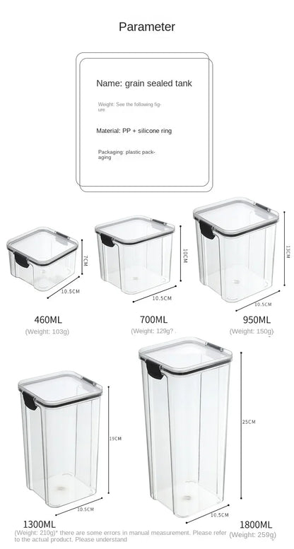 Sealed Jars Kitchen Grain Storage Organizer Large Tank Plastic Moisture-proof Storage Box Household Seasoning Jars Set