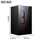 Mini Wine Fridge Electric Beverage Cooler Mirror Glass Door LED Light Built In Refrigerator For Home Kitchen Bar Office Use