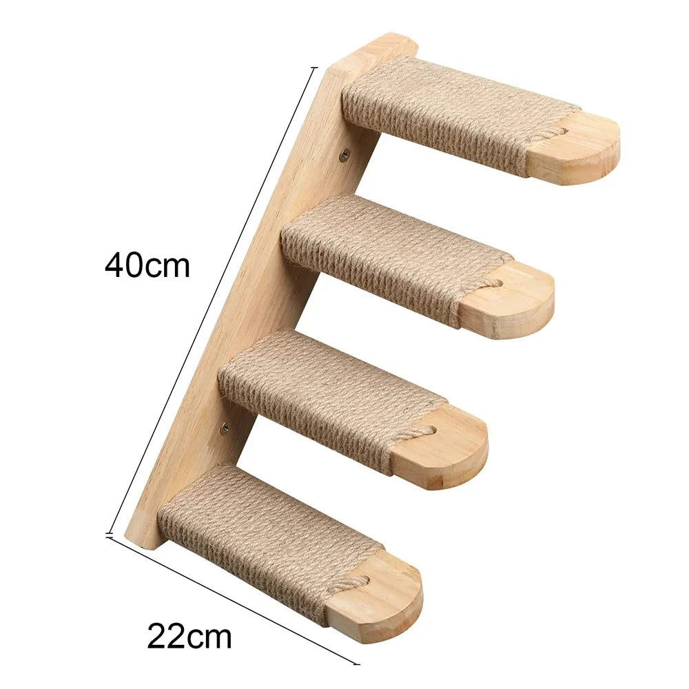 Cat Wall Furniture Wall-Mounted Cat Climber Set with Cat Wall Shelves  Perches Condo House Ladder Scratching Board & Tree   Wood