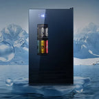 Mini Wine Fridge Electric Beverage Cooler Mirror Glass Door LED Light Built In Refrigerator For Home Kitchen Bar Office Use