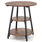 Industrial Side Table with 3-Tier Shelves and Metal Frame