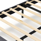 Velvet Upholstered Platform Bed with Height Adjustable Vertical Channel Headboard