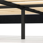Velvet Upholstered Platform Bed with Height Adjustable Vertical Channel Headboard
