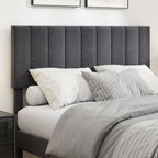 Velvet Upholstered Platform Bed with Height Adjustable Vertical Channel Headboard