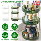 3 Tier Rotating Makeup Organizer 360¡ Spinning Perfume Cosmetic Storage Tray 55LBS Load Countertop Shelves for Lotion Lipstick