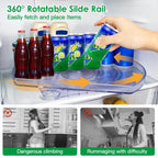 2 Tier Turntable Organizer Rectangular Refrigerator Spinner Storage Rack with 360¡ Rotatable Slide Rail for Kitchen Cabinet Countertop