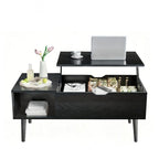 Lift Top Coffee Table with Storage, Wooden Living Room Center Table