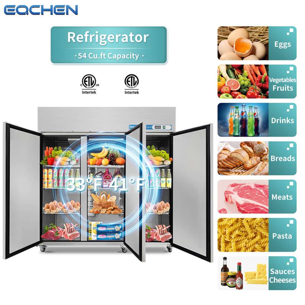 Commercial Reach in Fridge, 3 door 54 Cu.ft  Stainless Steel Commercial Reach in Solid door Upright refrigerator