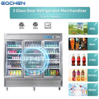 3 Door Commercial Display Refrigerator, EQCHEN 82 Inch Commercial Drinks Fridge